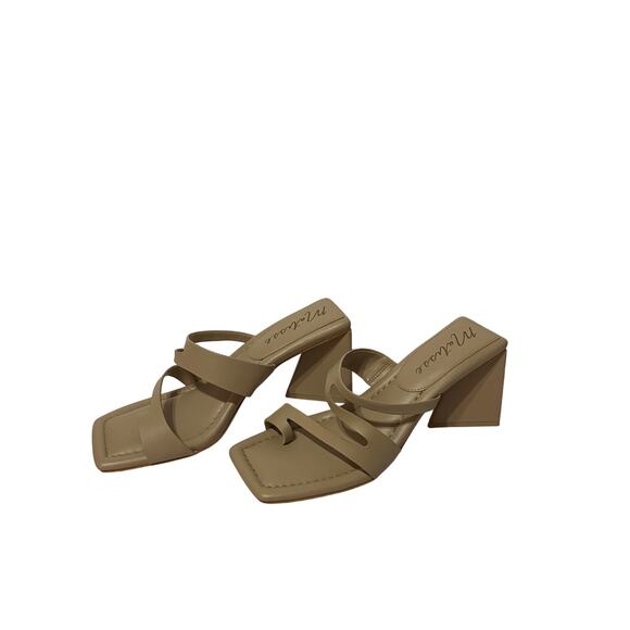 MATISSE Tan Oslo Vegan Triangle Heeled Sandal Sandals Size 9.5 Square Toe Artsy - Picture 4 of 8